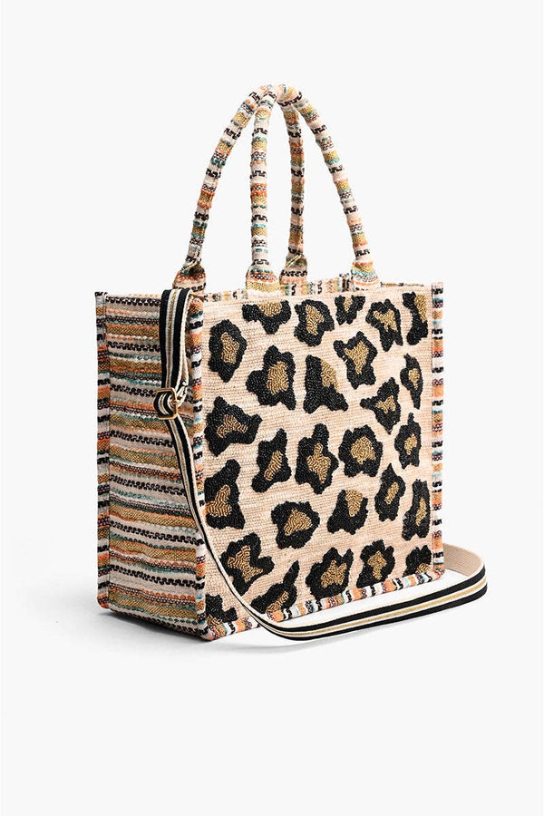 Hand Beaded Luxe Leopard Day Tote