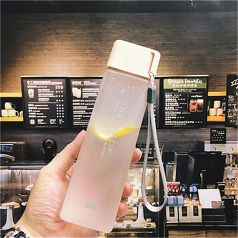 Square Frosted Water Bottle: Portable / Leak-proof