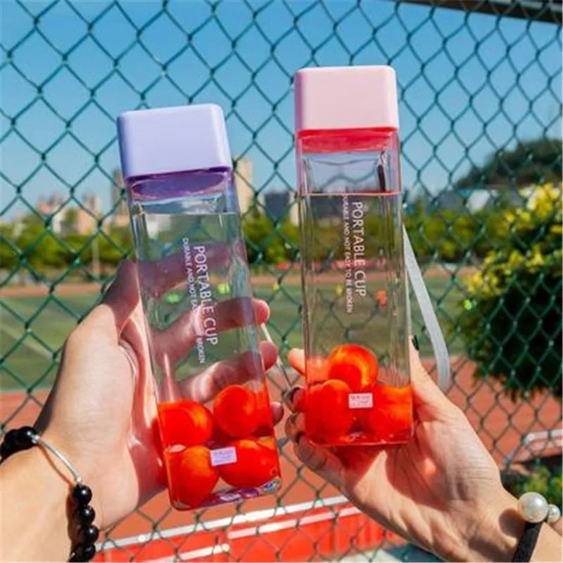 Square Frosted Water Bottle: Portable / Leak-proof