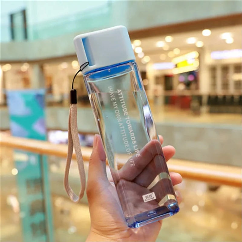 Square Frosted Water Bottle: Portable / Leak-proof