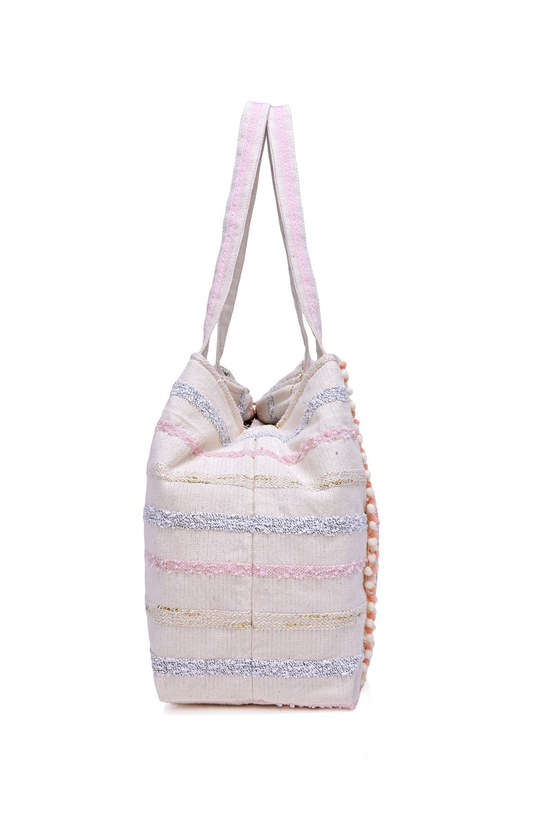 Sustainably Made + Hand Beaded |Rose Gold Tote Bag (India)