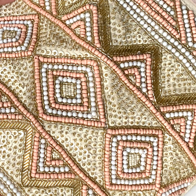 Sustainably Made + Hand Beaded |Rose Gold Tote Bag (India)